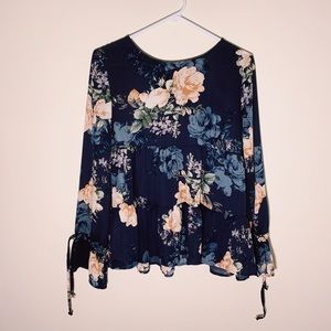 Floral peasant peplum blouse